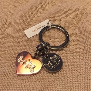 New Coach heart keychain key fob